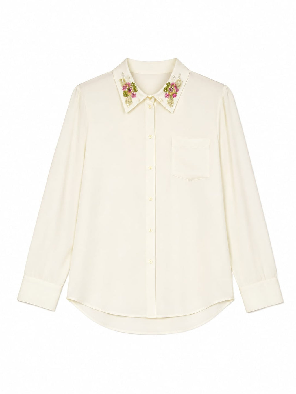 Floral embellished collar shirt