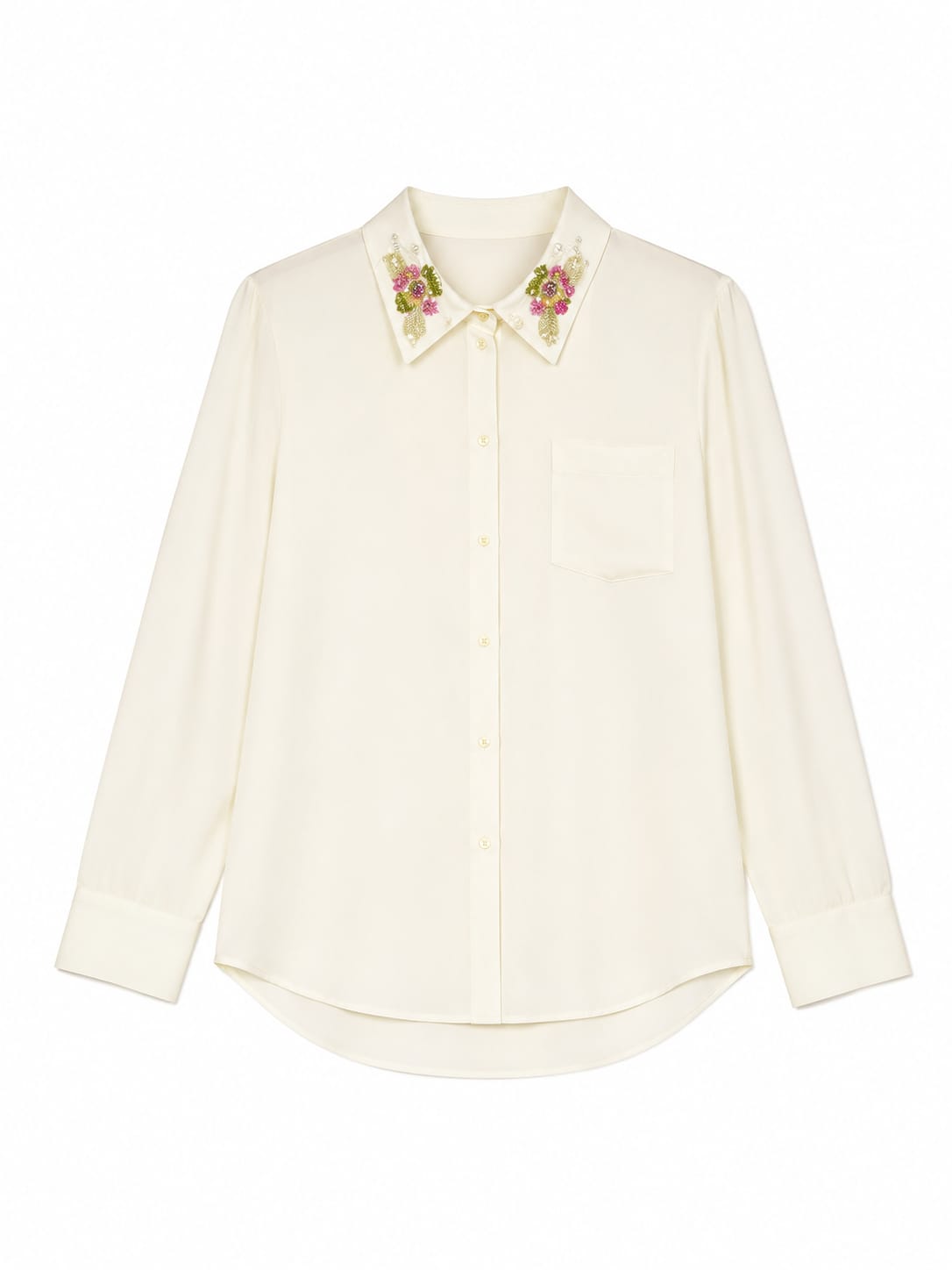 Floral embellished collar shirt