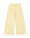 Women pastel yellow embellished wide-leg jeans