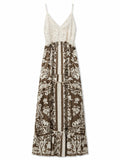 Women boho lace floral maxi dress