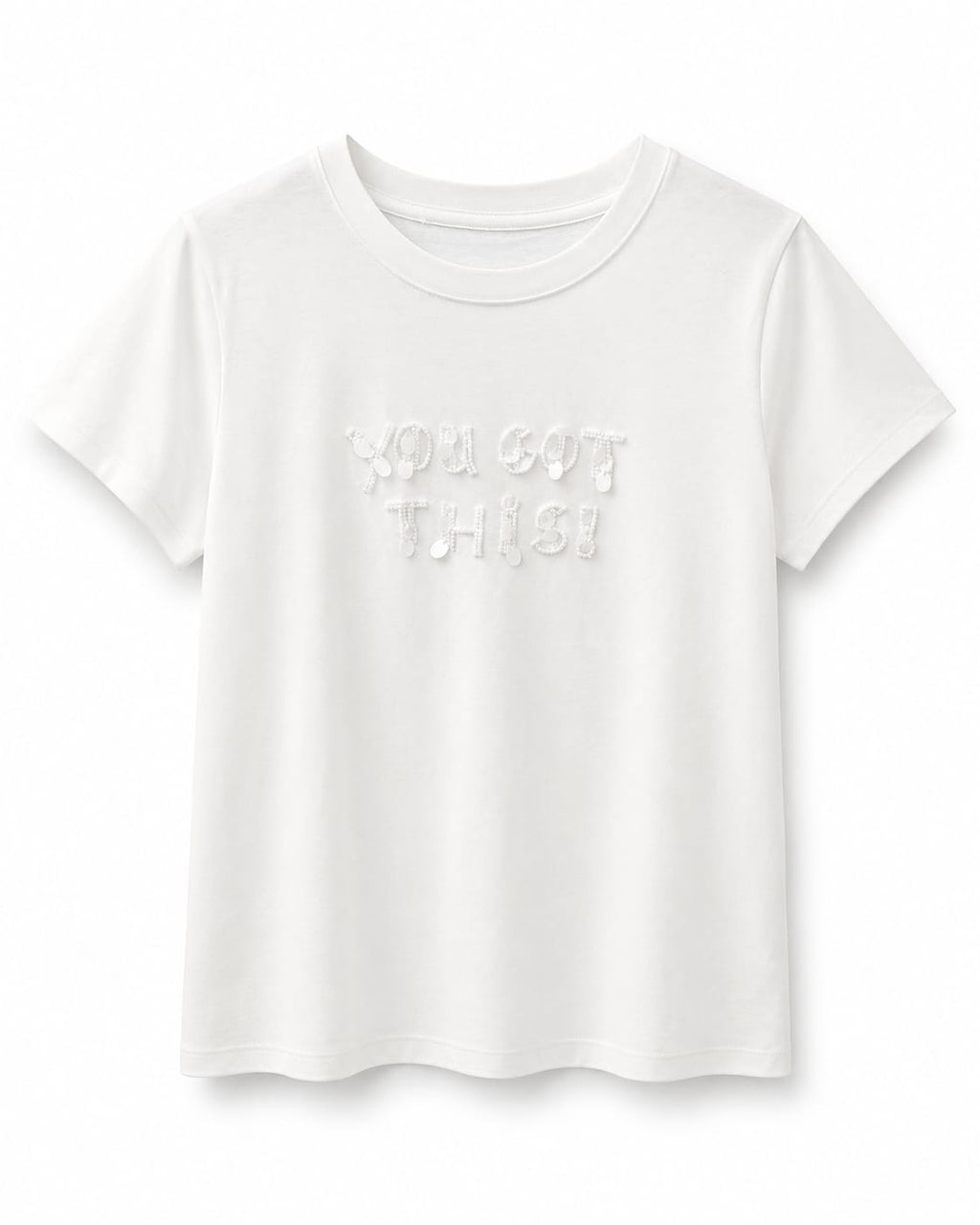 Women white embellished t-shirt