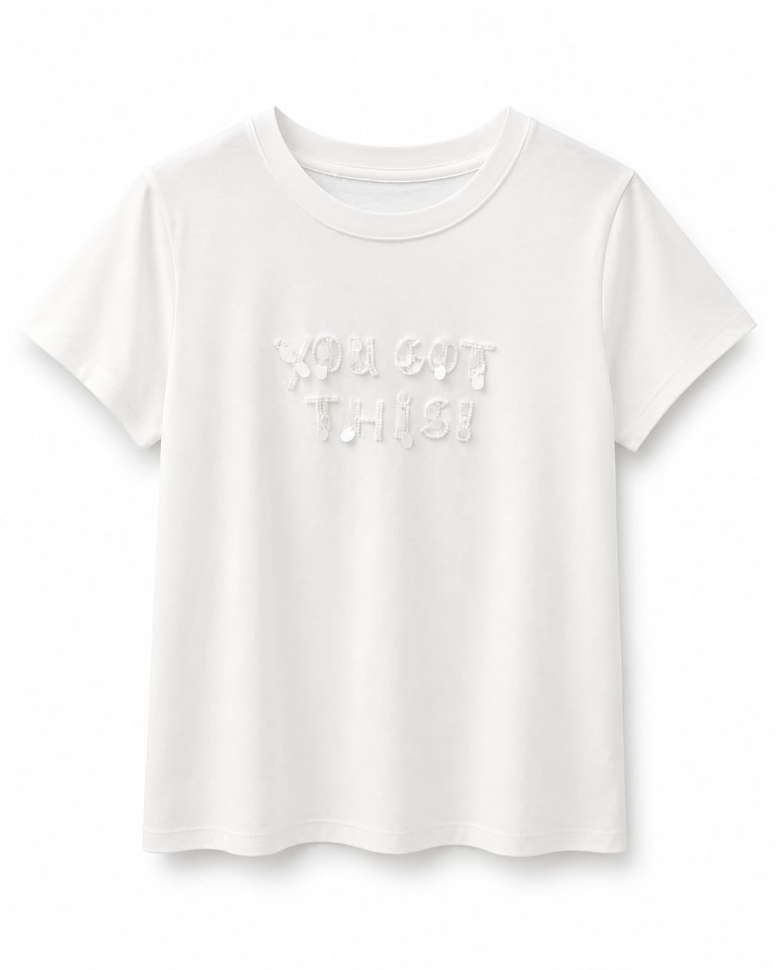 Women white embellished t-shirt