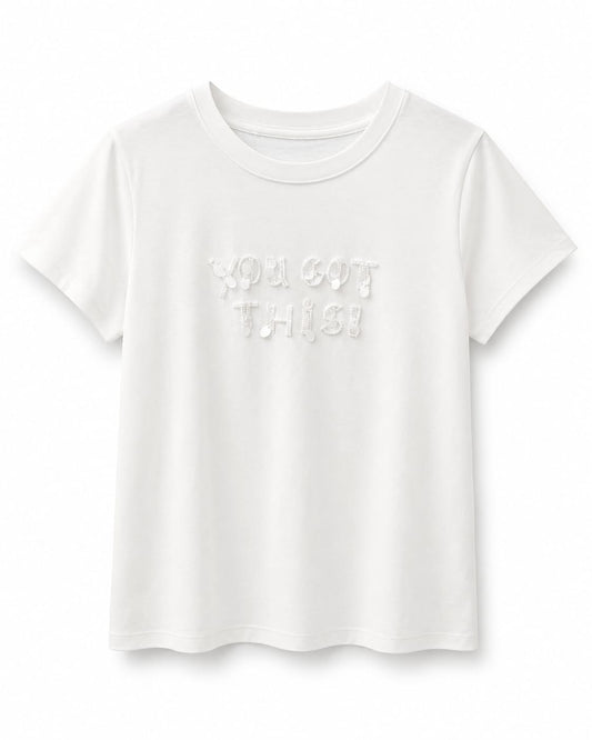 Women white embellished t-shirt