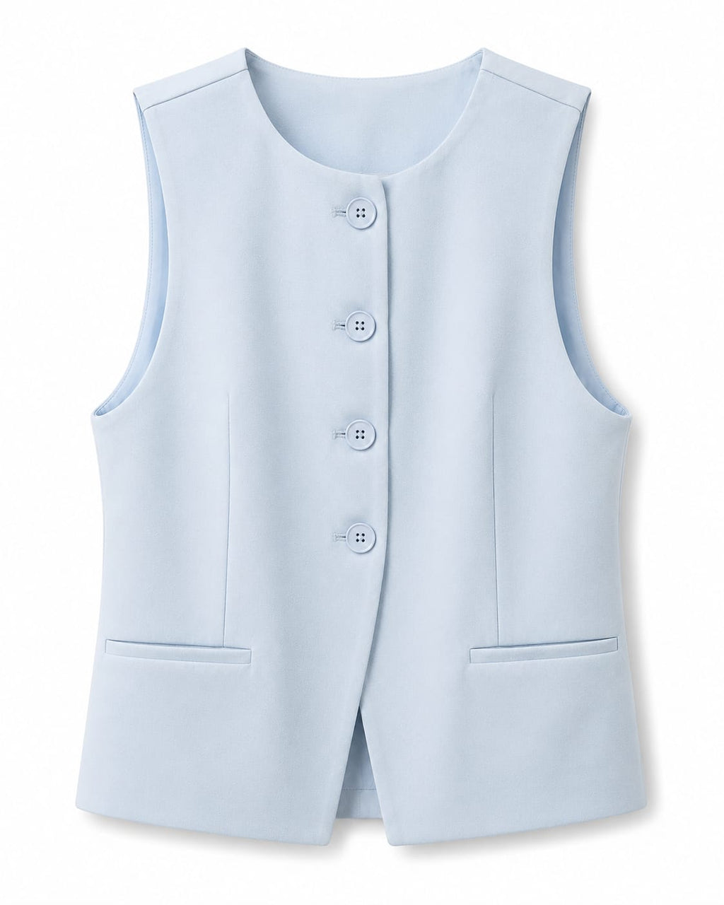 Women pastel blue button-front tailored vest
