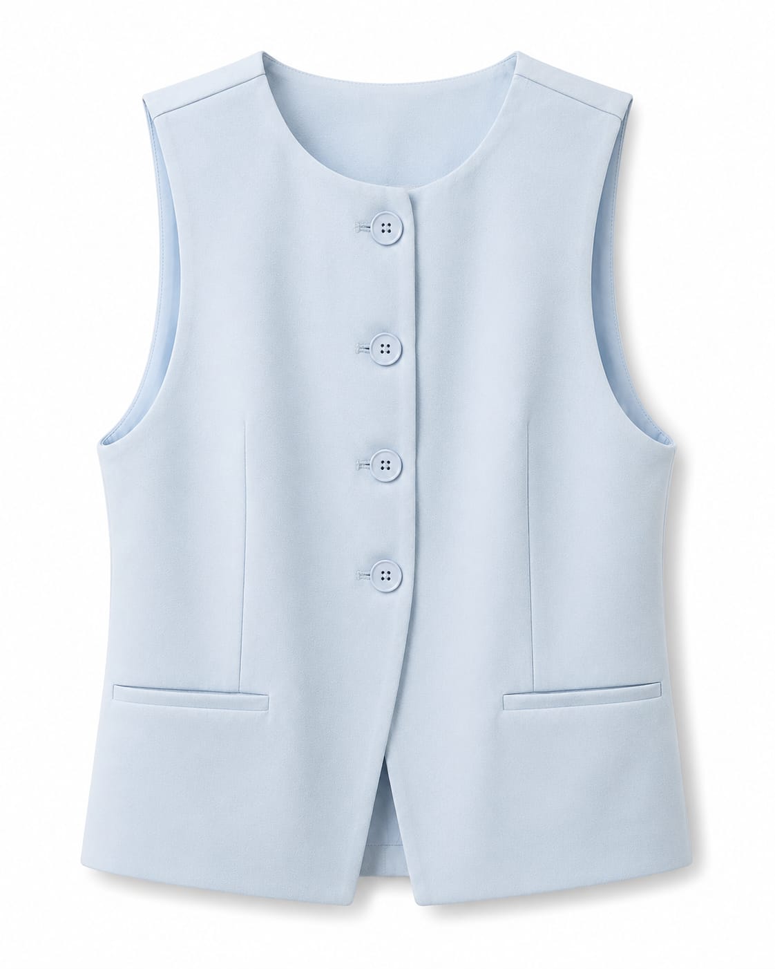 Women pastel blue button-front tailored vest l