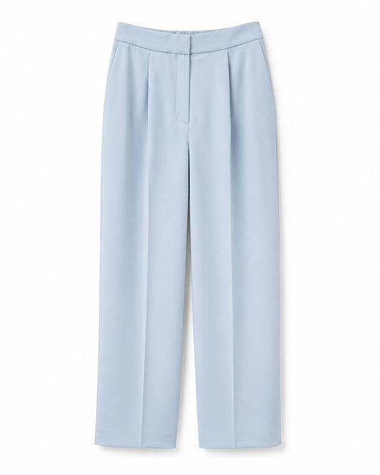 Women pastel blue wide-leg tailored trousers