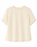 Women’s Ivory Pearl-Trim Short-Sleeve Blouse