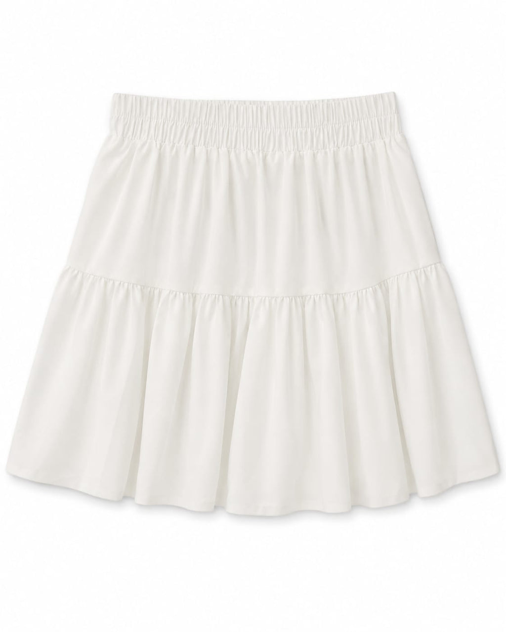 Women white tiered ruffle mini skirt