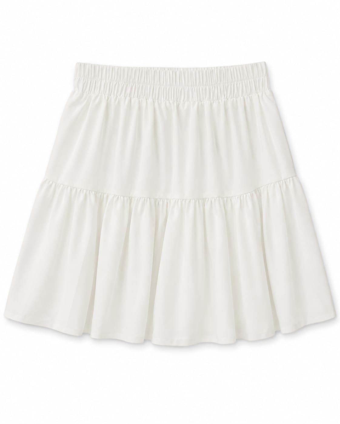Women white tiered ruffle mini skirt