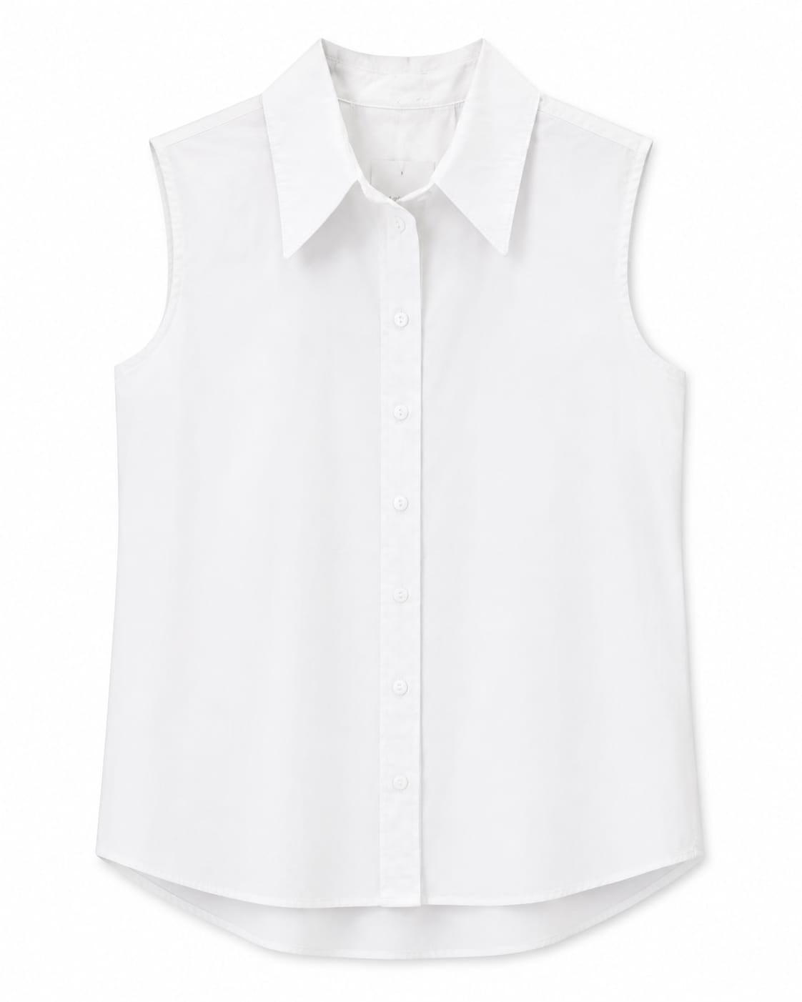 Women’s White Sleeveless Button-Up Blouse