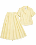 Women’s Pastel Yellow Floral Blouse & Maxi Skirt Set