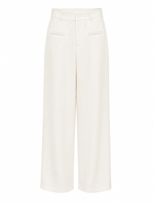 Women’s Ivory High-Waisted Wide-Leg Trousers