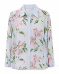 Women’s Light Blue Floral Embroidered Button-Up Blouse