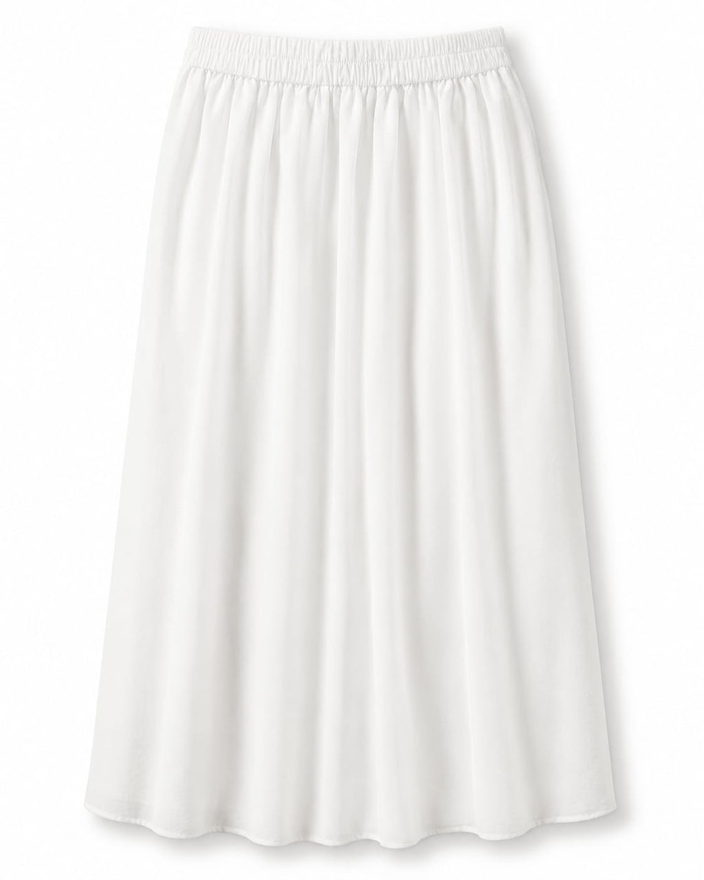 Women’s White Elastic-Waist Flowy Maxi Skirt