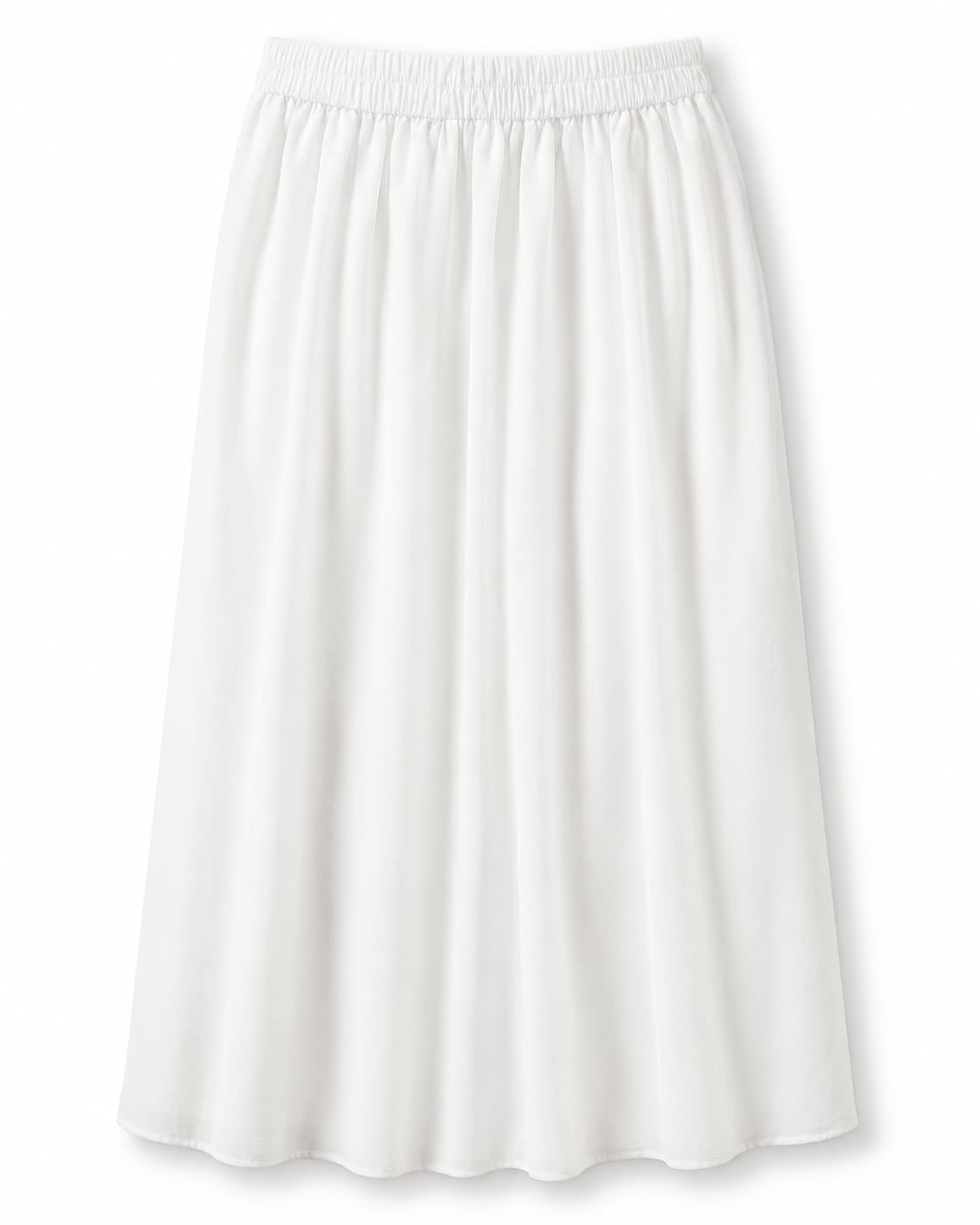 Women’s White Elastic-Waist Flowy Maxi Skirt