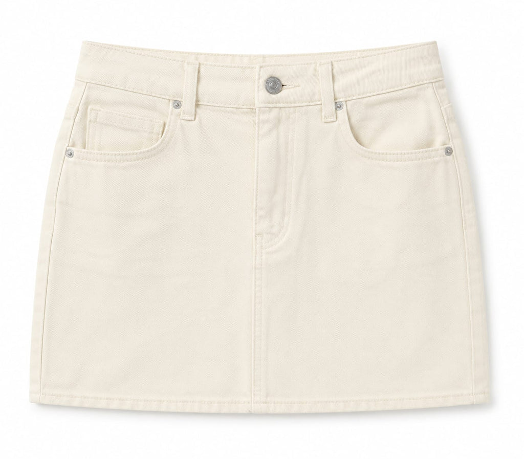 Women’s Cream High-Waisted Denim Mini Skirt