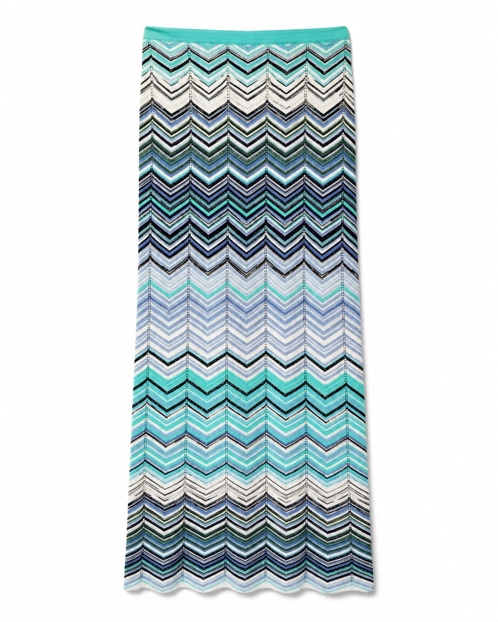 Women’s Blue & Turquoise Chevron Knit Maxi Skirt