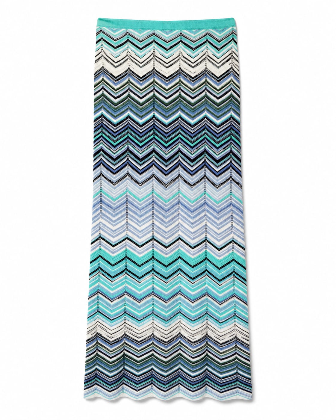 Women’s Blue & Turquoise Chevron Knit Maxi Skirt