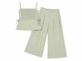 Women’s Sage Green Smocked Cami Top & Wide-Leg Pants Set