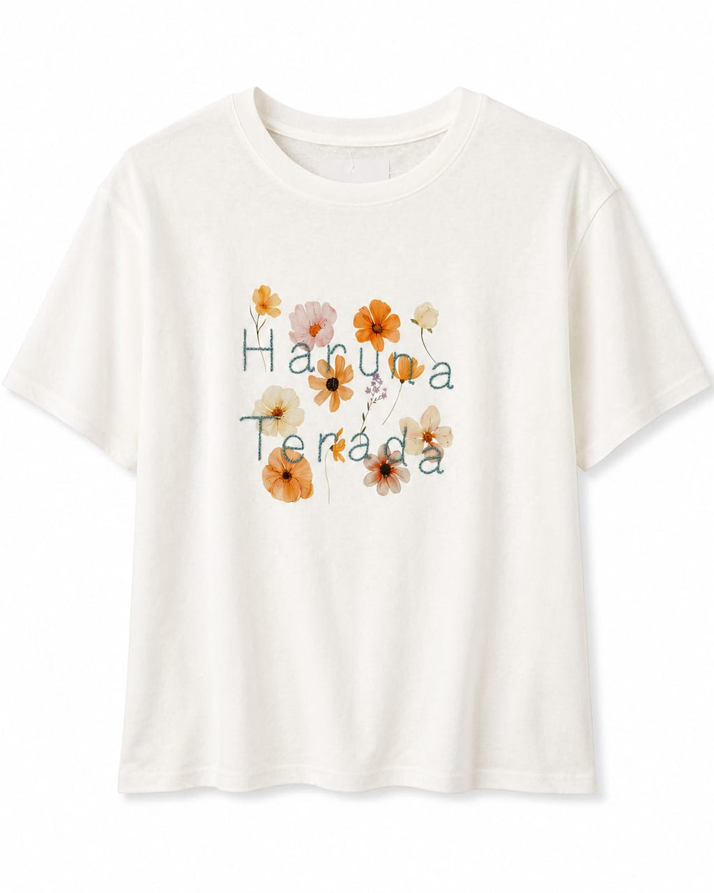 Women’s White Floral Embroidered Graphic T-Shirt