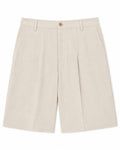 Women’s Beige Tailored Linen Bermuda Shorts