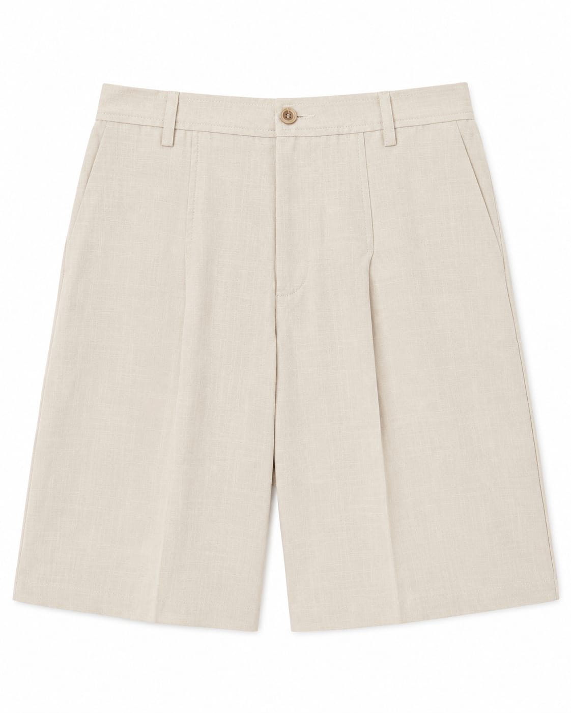Women’s Beige Tailored Linen Bermuda Shorts
