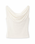 Women’s Ivory Draped Cowl-Neck Sleeveless Top