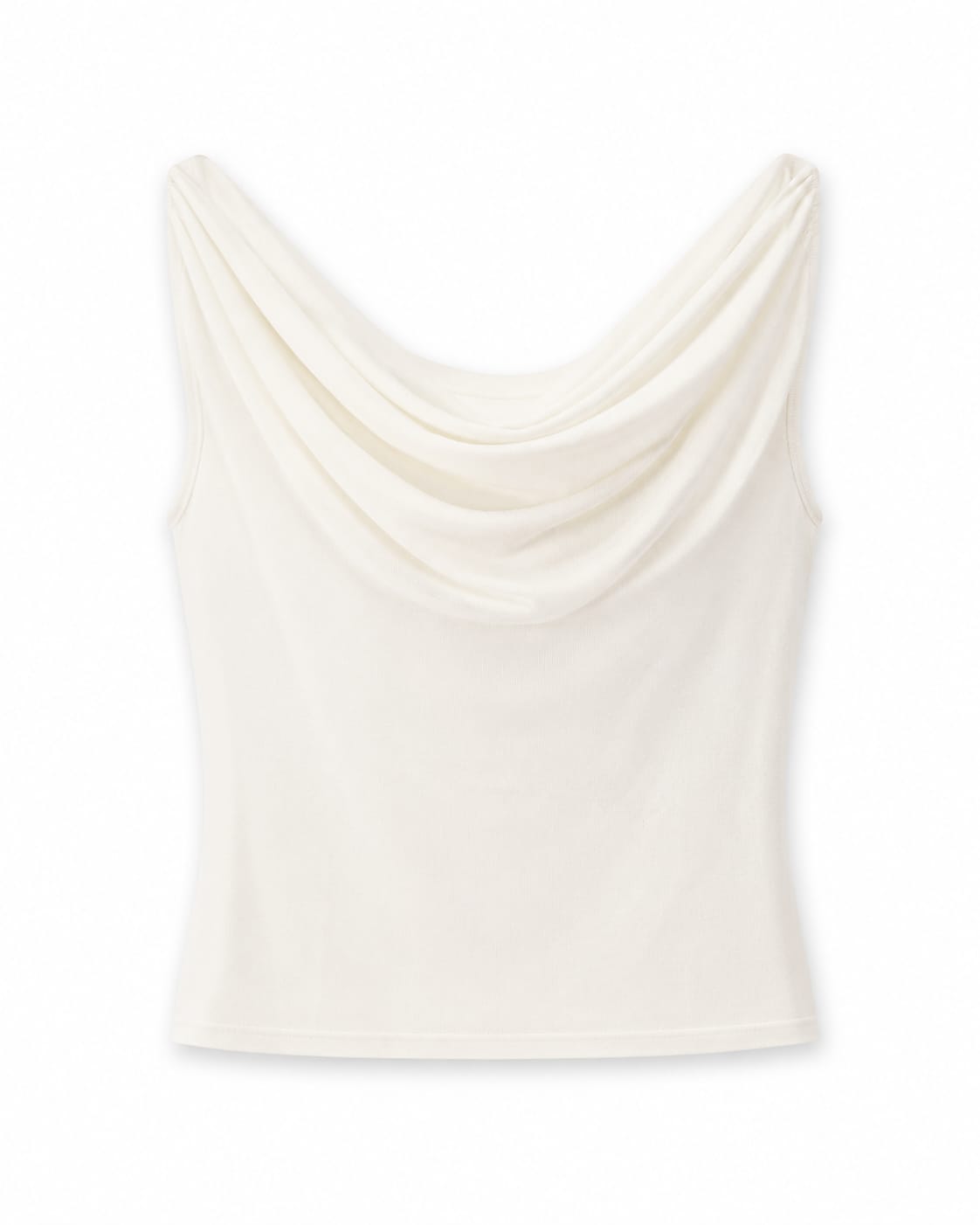 Women’s Ivory Draped Cowl-Neck Sleeveless Top