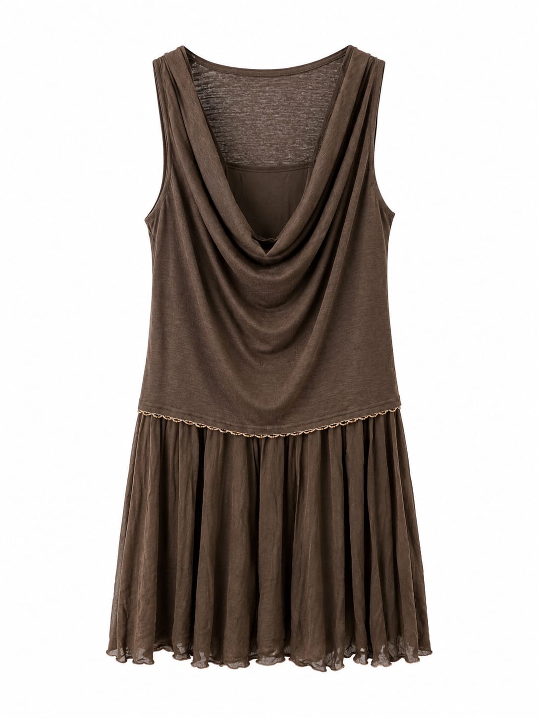 Women’s Dark Brown Cowl-Neck Sleeveless Dress