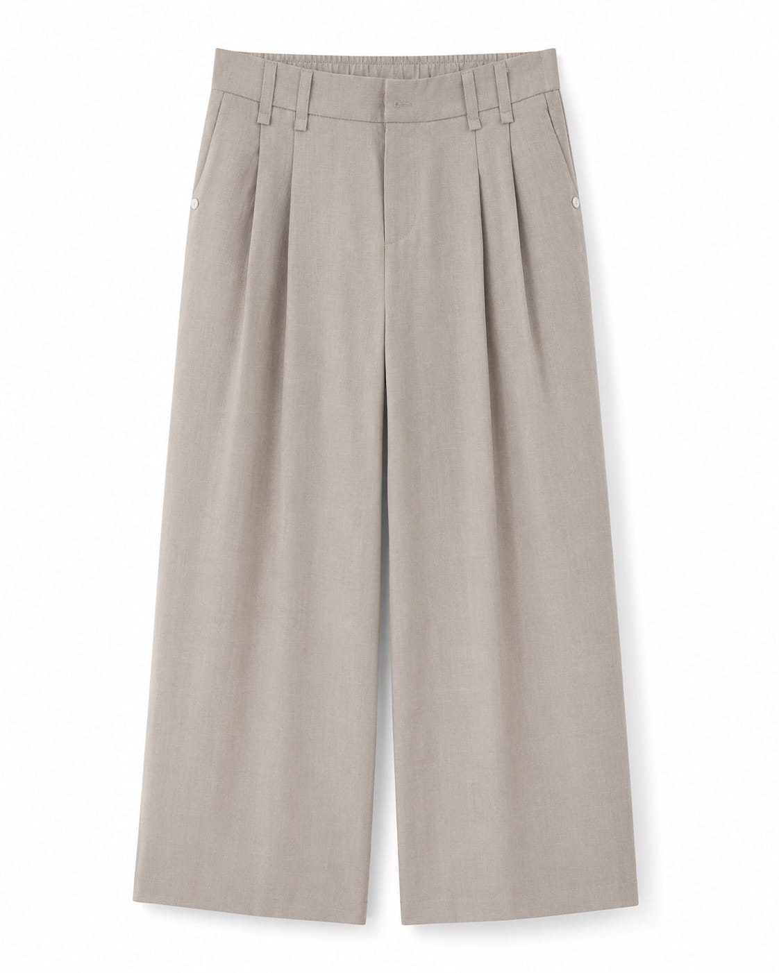 Women’s Taupe Pleated Wide-Leg Trousers