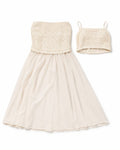 Women’s Cream Crochet Maxi Dress & Crop Top Set