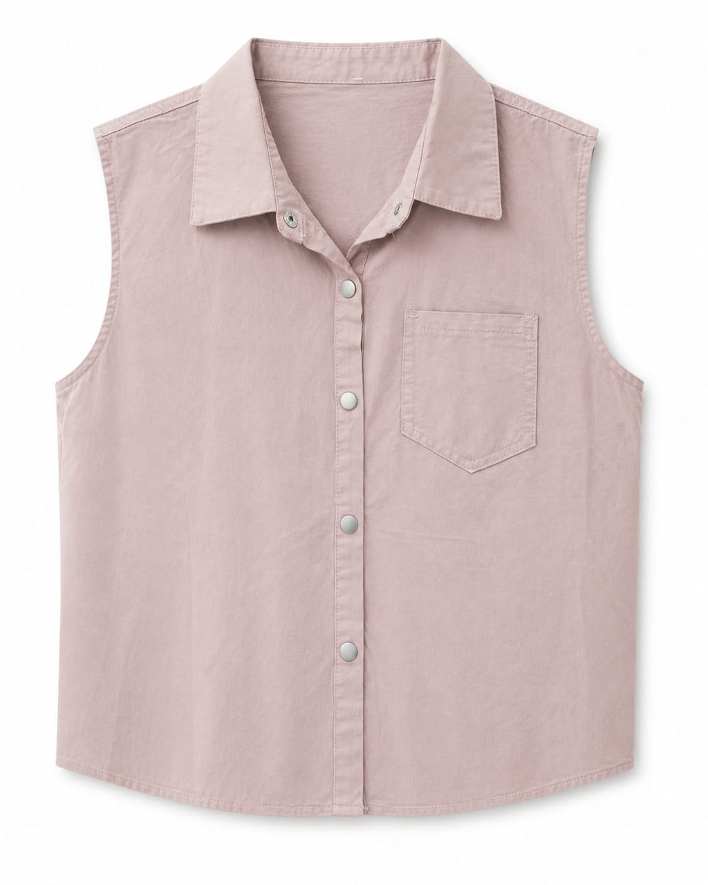 Women’s Dusty Pink Sleeveless Button-Up Shirt