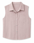 Women’s Dusty Pink Sleeveless Button-Up Shirt