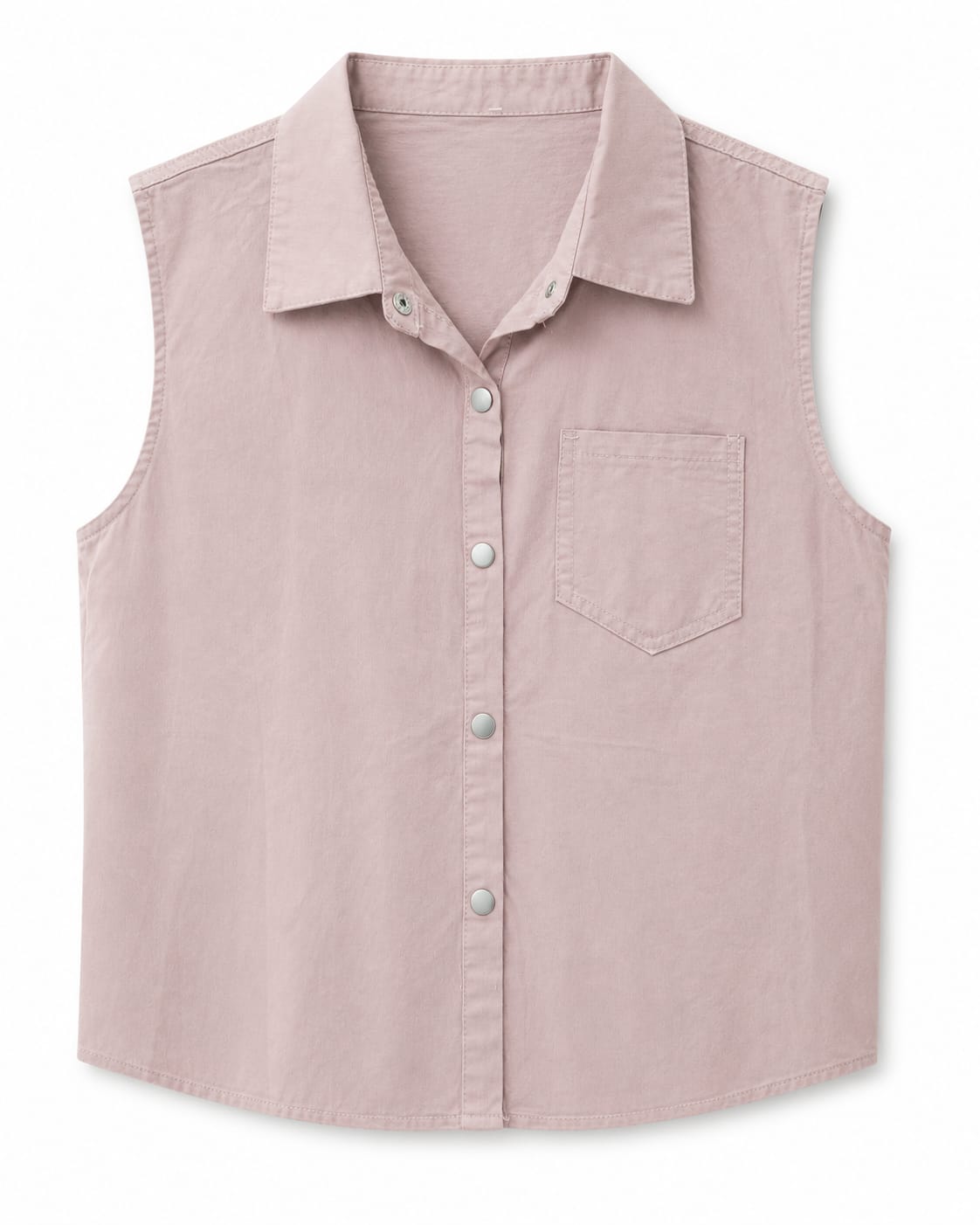 Women’s Dusty Pink Sleeveless Button-Up Shirt