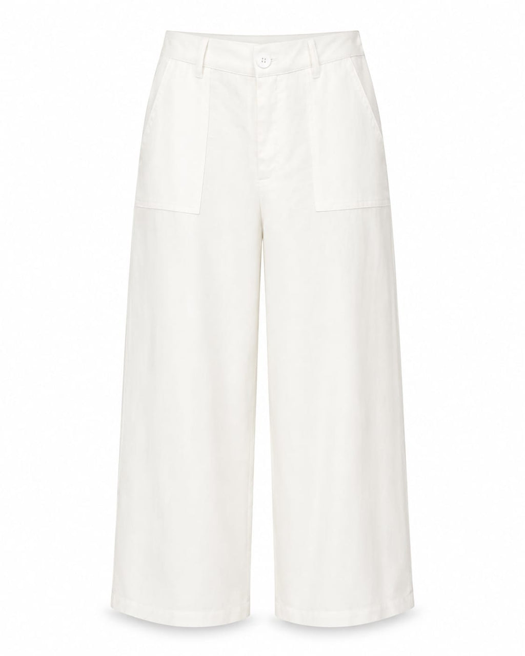 Women’s White Wide-Leg Trousers with Front Pockets
