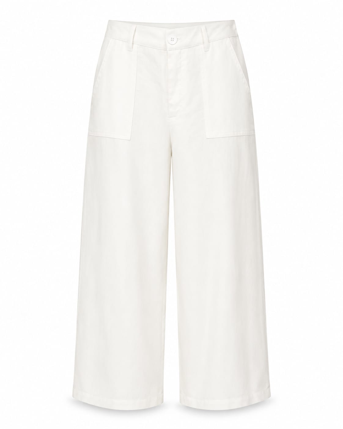 Women’s White Wide-Leg Trousers with Front Pockets