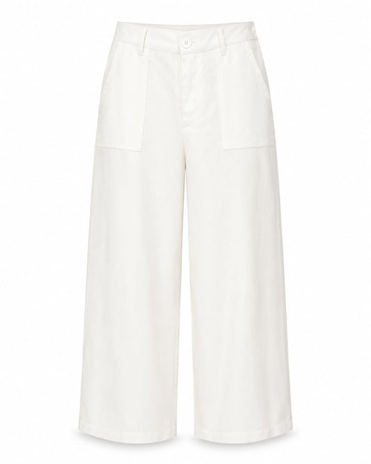 Women’s White Wide-Leg Trousers with Front Pockets