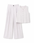 Women’s Pearl-Trim Sleeveless Top & Wide-Leg Pants Set