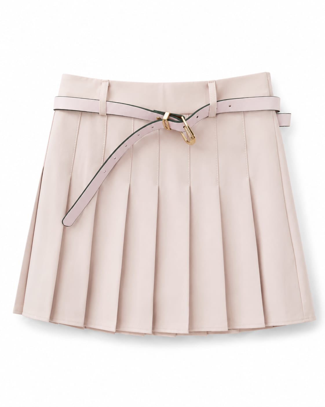 Women’s Blush Pleated Mini Skirt with Belt