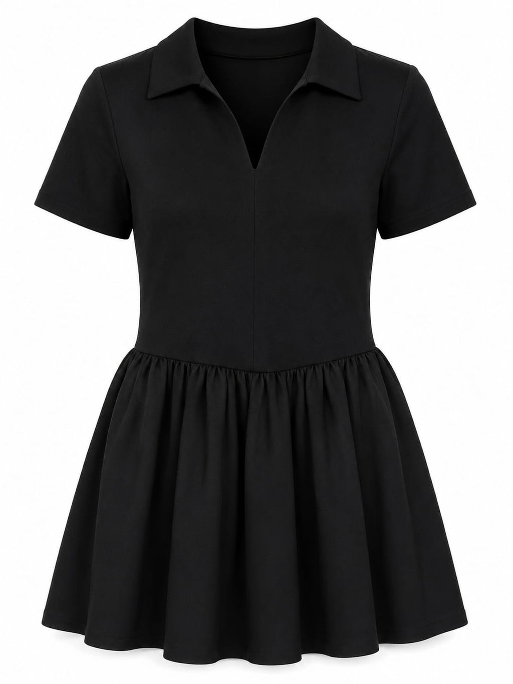 Women’s Black Collared Drop-Waist Mini Dress