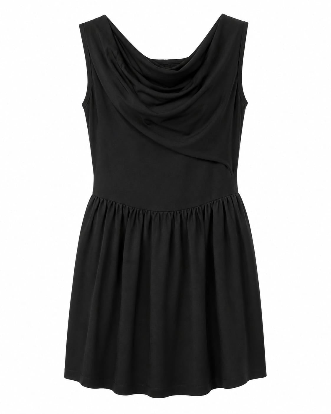 Women’s Black Cowl-Neck Sleeveless Mini Dress