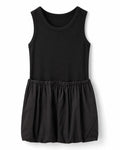 Women’s Black Ribbed Sleeveless Bubble-Hem Mini Dress