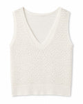 Women’s Ivory Open-Knit V-Neck Sweater Vest