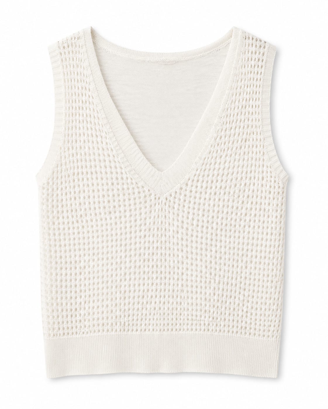 Women’s Ivory Open-Knit V-Neck Sweater Vest