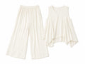 Women’s Ivory Asymmetric V-Neck Top & Wide-Leg Pants Set