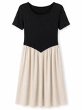 Women’s Black & Beige Two-Tone Midi Dress