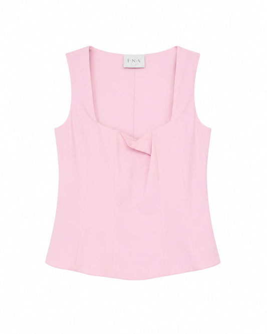 Women’s Pastel Pink Bow-Detail Sleeveless Top