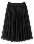 Women’s Black Pleated Chiffon Midi Skirt