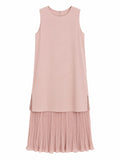 Women’s Blush Pink Sleeveless Pleated Maxi Dress