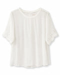 Women’s White Lace-Trim Short-Sleeve Blouse